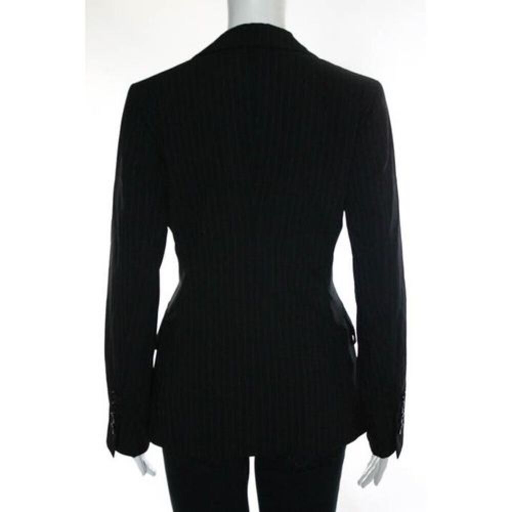 Escada Edition Black Creme Wool Pinstriped One Button Blazer Size EUR 34 - Picture 3 of 5